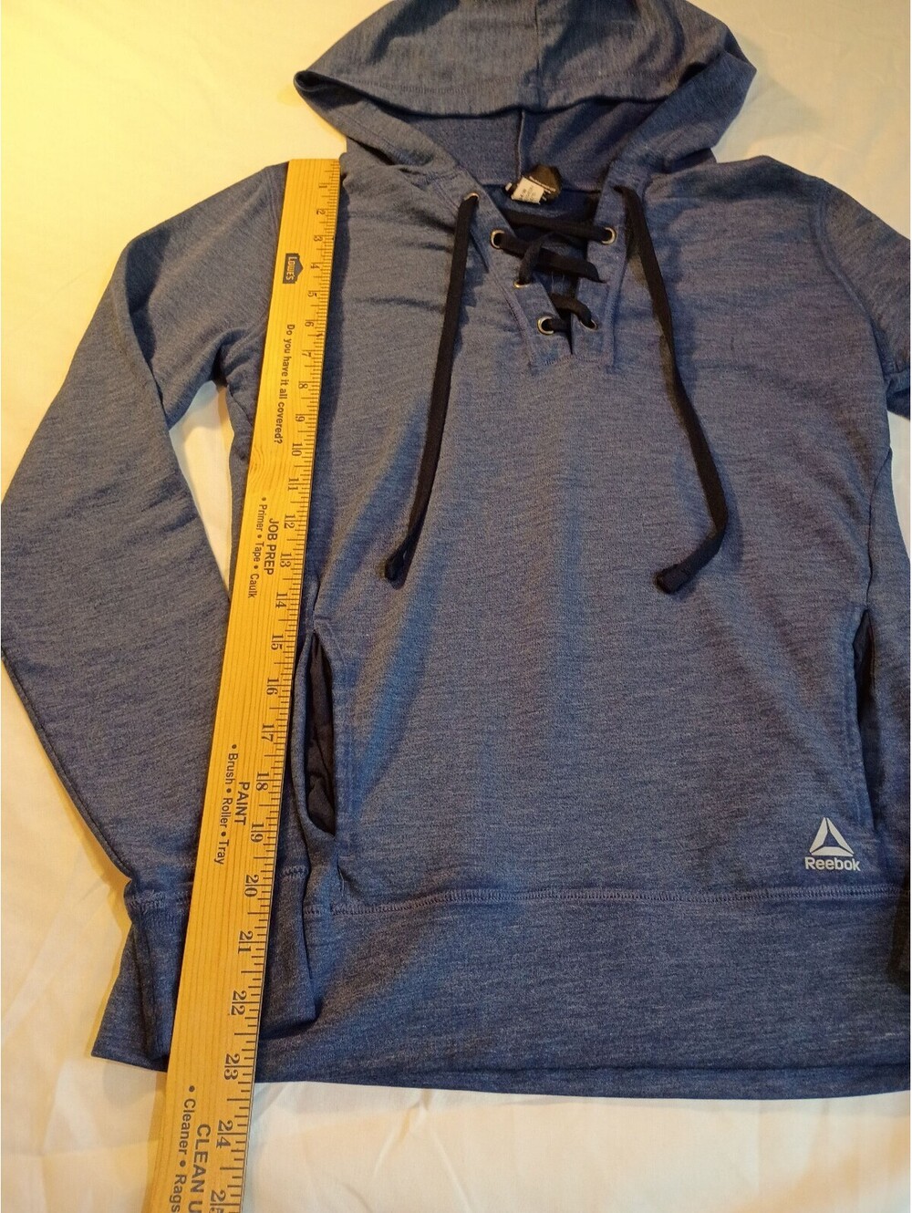 Reebok Women's Blue Lace-Up Hoodie Sweatshirt XS - Picture 4 of 10